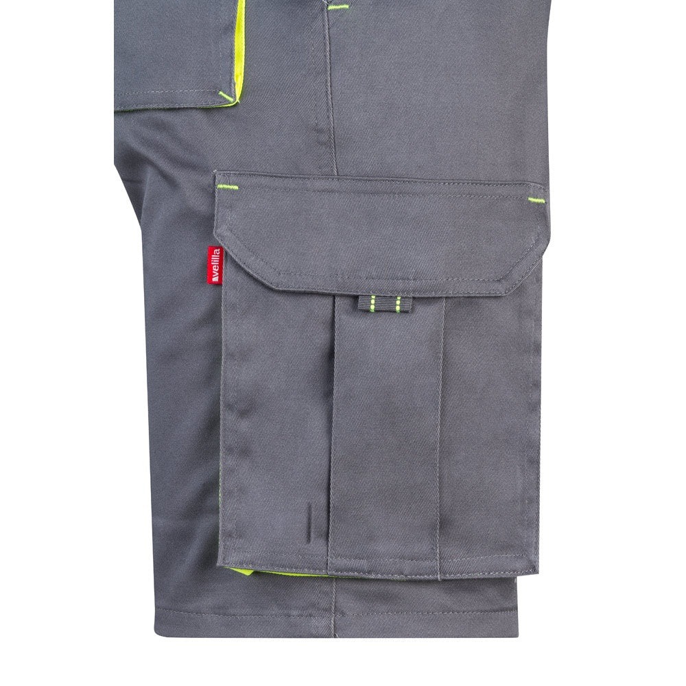 VL HEMERA promotional sports garment in grey/yellow (detail view) with custom logo branding