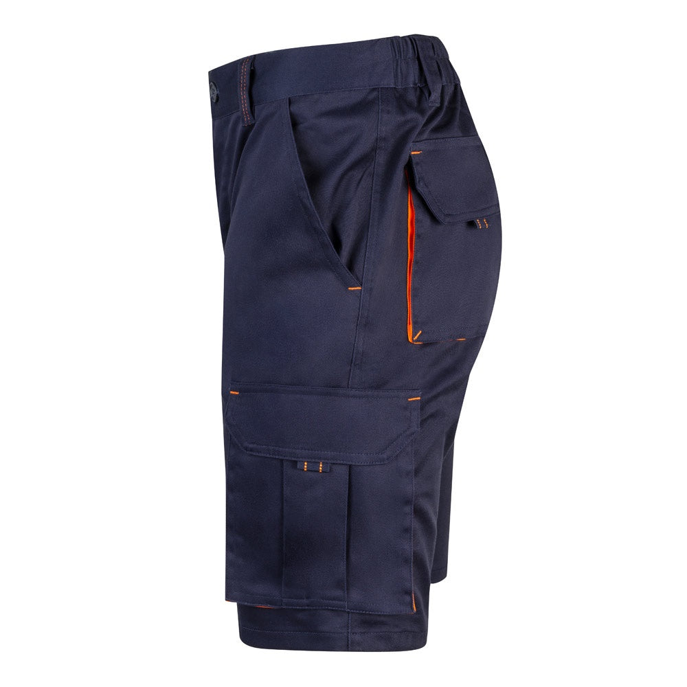 VL HEMERA promotional sports garment in navy blue/orange (detail view) with custom logo branding