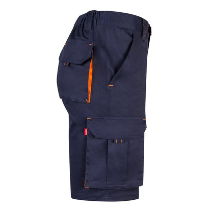 VL HEMERA promotional sports garment in navy blue/orange (detail view) with custom logo branding