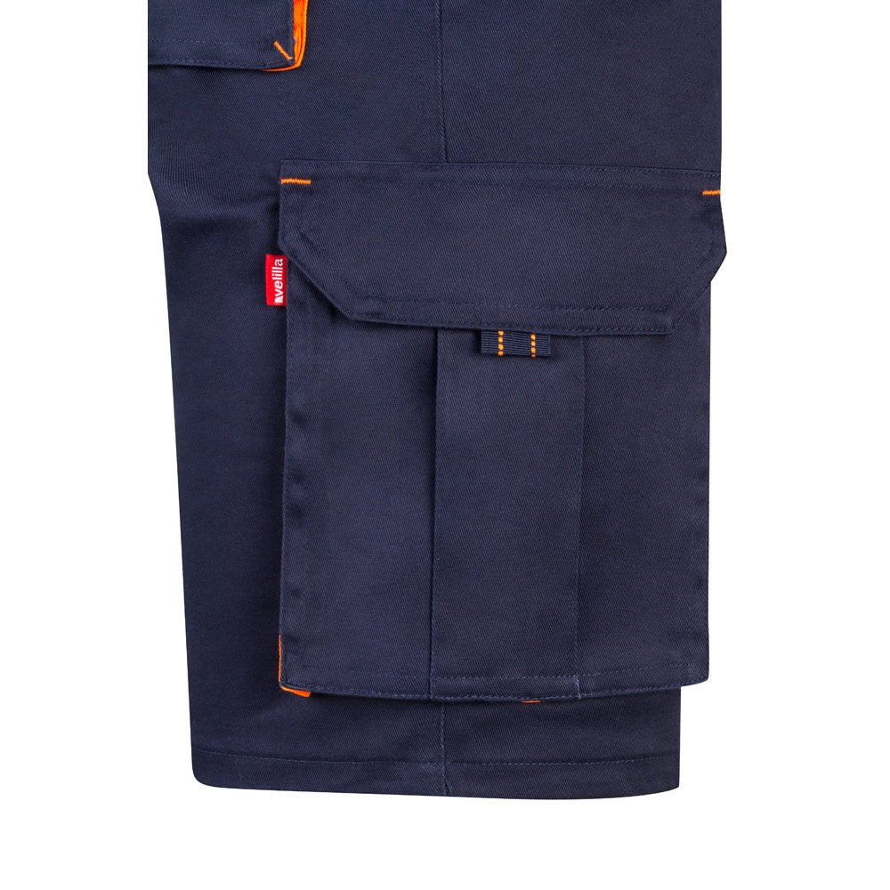 VL HEMERA promotional sports garment in navy blue/orange (detail view) with custom logo branding
