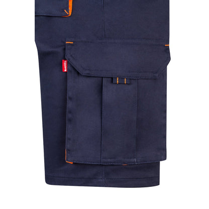 VL HEMERA promotional sports garment in navy blue/orange (detail view) with custom logo branding