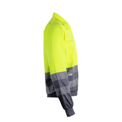 VL NEPTUNE LARGE promotional jacket in grey/yellow (detail view) with custom logo branding