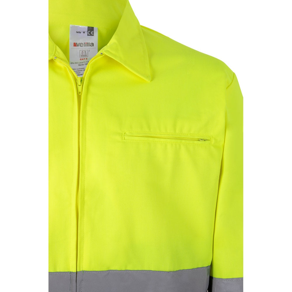 VL NEPTUNE LARGE promotional jacket in grey/yellow (detail view) with custom logo branding