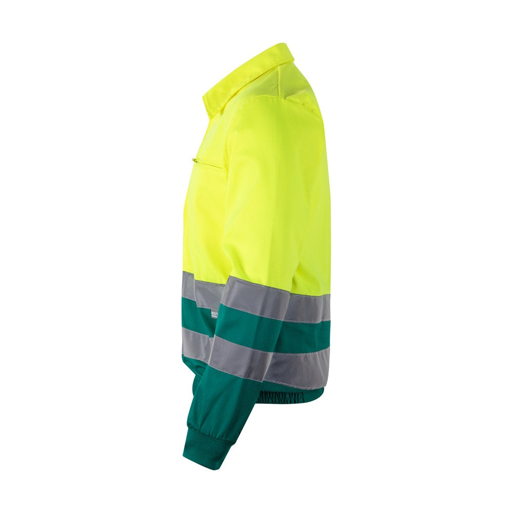 VL NEPTUNE LARGE promotional jacket in green/yellow (detail view) with custom logo branding