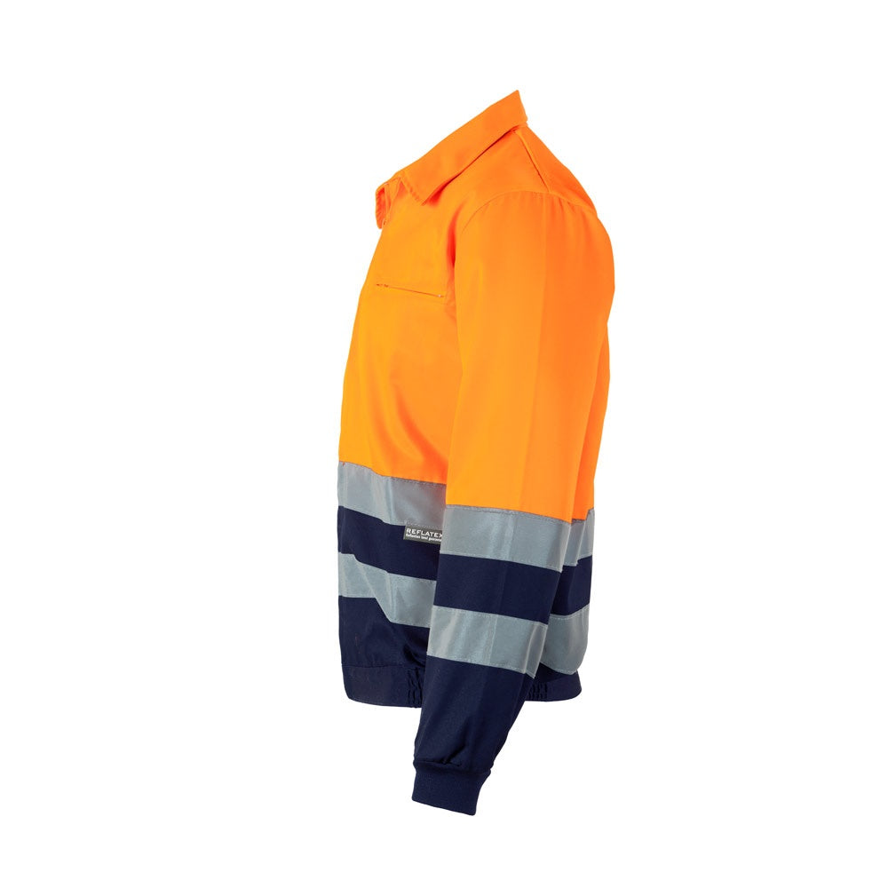 VL NEPTUNE LARGE promotional jacket in navy blue/orange (detail view) with custom logo branding