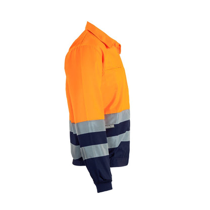 VL NEPTUNE LARGE promotional jacket in navy blue/orange (detail view) with custom logo branding