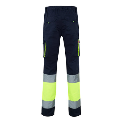 VL ZEUS LARGE promotional workwear garment in navy blue/yellow (detail view) with custom logo branding