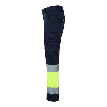 VL ZEUS LARGE promotional workwear garment in navy blue/yellow (detail view) with custom logo branding