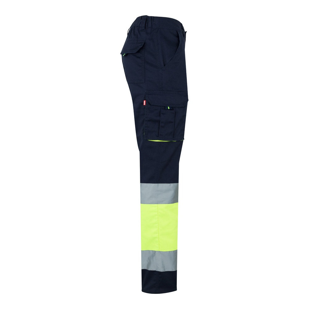 VL ZEUS LARGE promotional workwear garment in navy blue/yellow (detail view) with custom logo branding