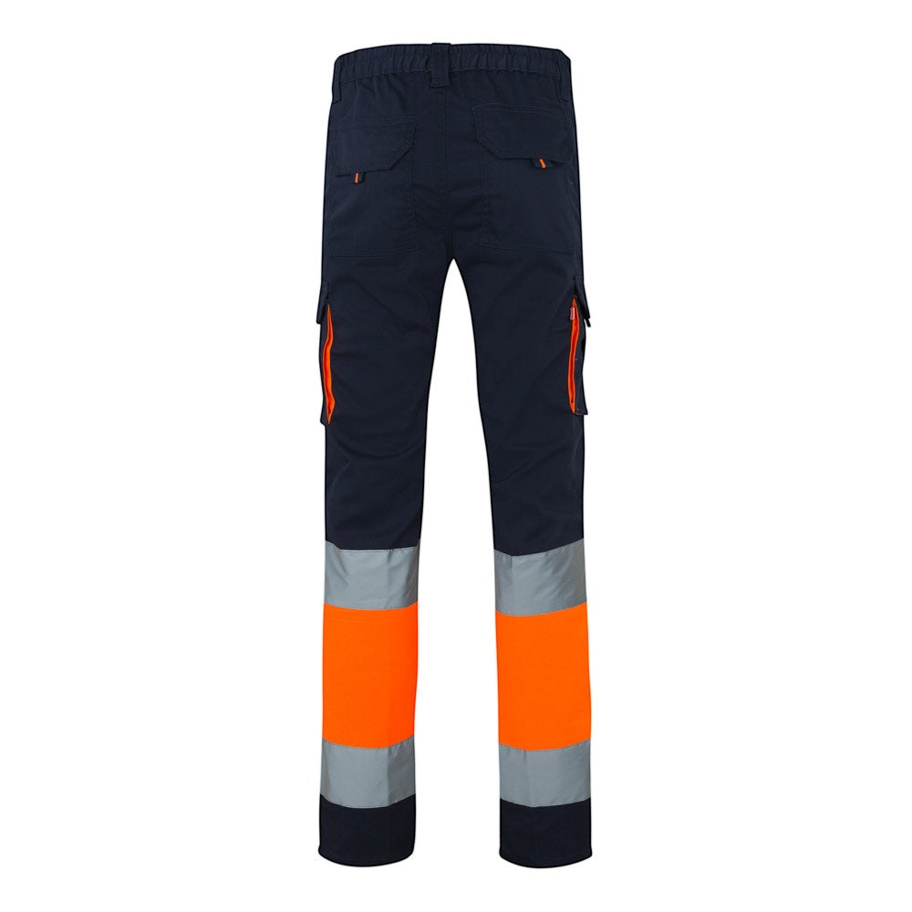 VL ZEUS LARGE promotional workwear garment in navy blue/orange (detail view) with custom logo branding
