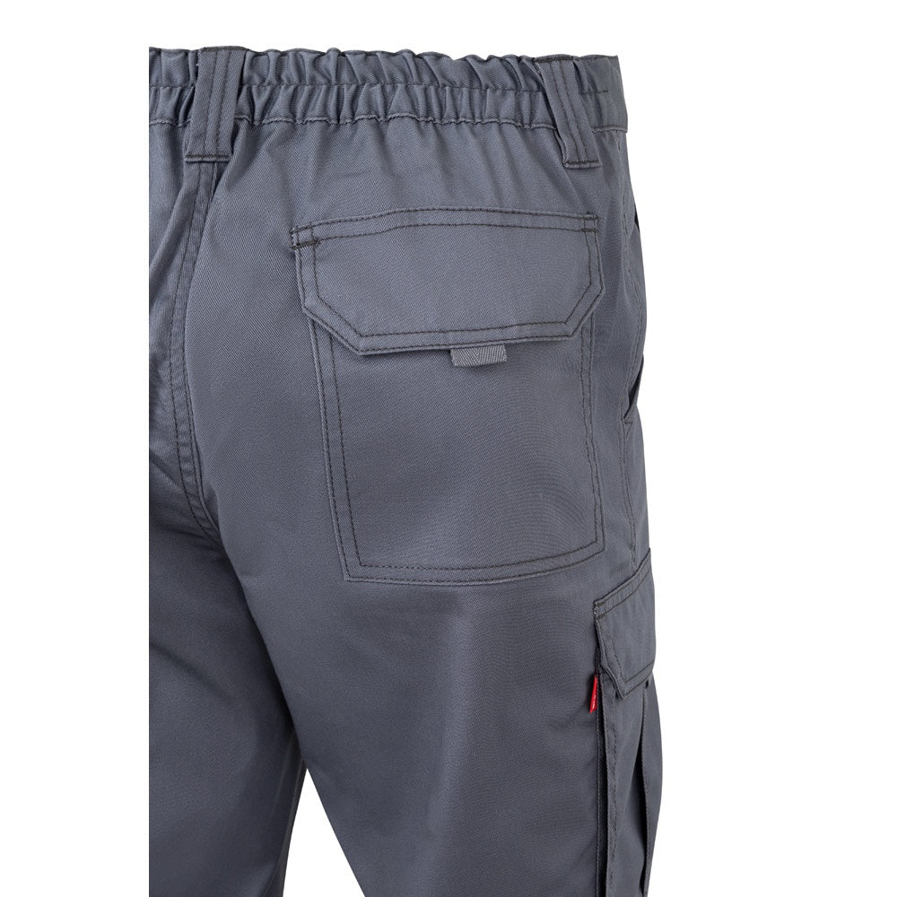 VL DIONYSUS promotional workwear garment in grey (detail view) with custom logo branding