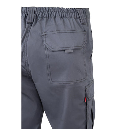 VL DIONYSUS promotional workwear garment in grey (detail view) with custom logo branding