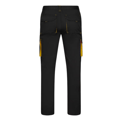 VL FIDES promotional workwear garment in black / yellow (detail view) with custom logo branding