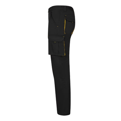 VL FIDES promotional workwear garment in black / yellow (detail view) with custom logo branding