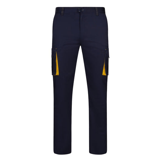 VL FIDES promotional workwear garment in navy blue / yellow with custom logo branding