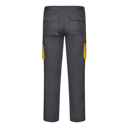 VL FIDES promotional workwear garment in grey / yellow (detail view) with custom logo branding