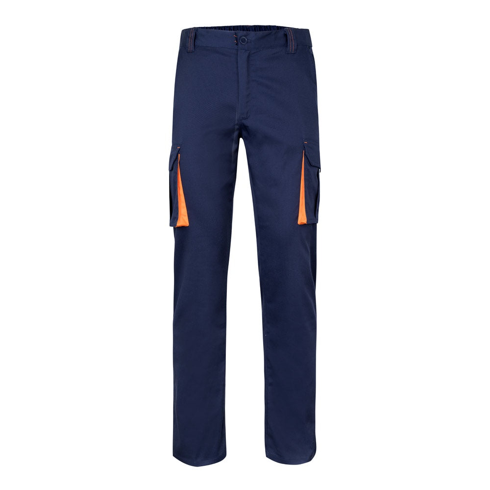 VL FIDES promotional workwear garment in navy blue / orange with custom logo branding