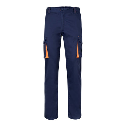 VL FIDES promotional workwear garment in navy blue / orange with custom logo branding