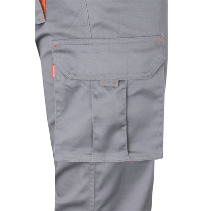 VL FIDES promotional workwear garment in grey / orange (detail view) with custom logo branding