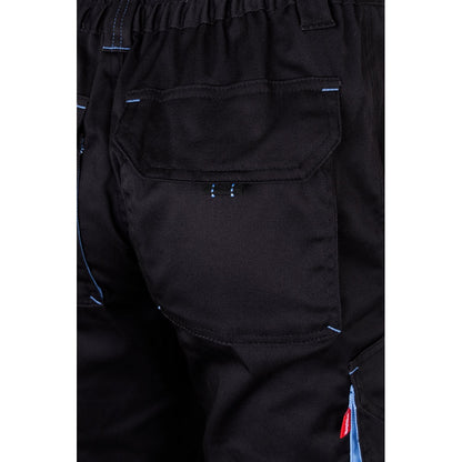 VL FIDES promotional workwear garment in black / light blue with custom logo branding