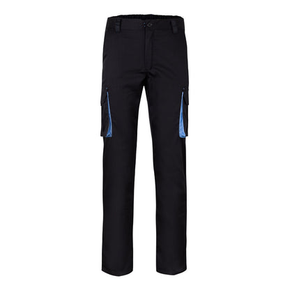 VL FIDES promotional workwear garment in black / light blue with custom logo branding