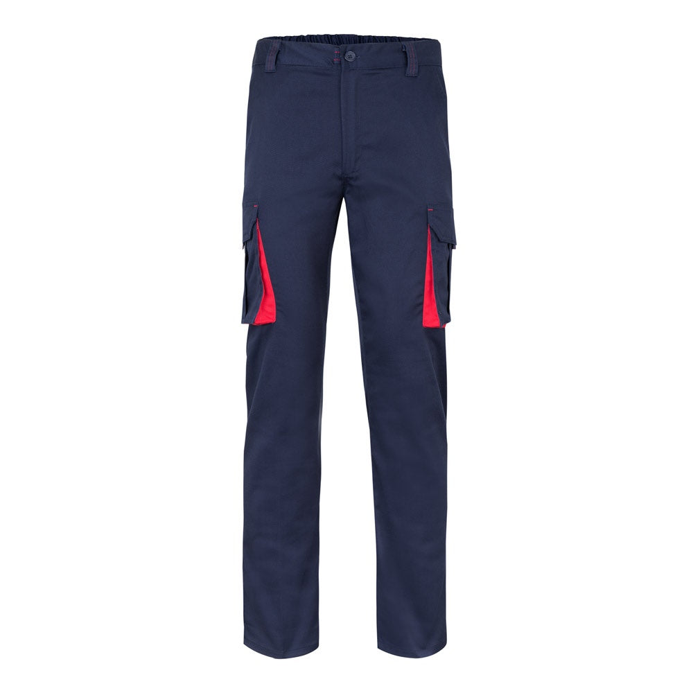 VL FIDES promotional workwear garment in navy blue / red with custom logo branding