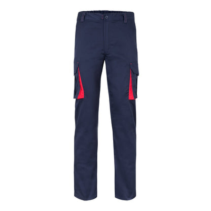 VL FIDES promotional workwear garment in navy blue / red with custom logo branding