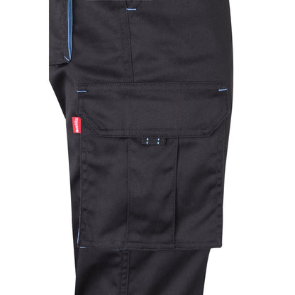 VL FIDES promotional workwear garment in grey / light blue (detail view) with custom logo branding
