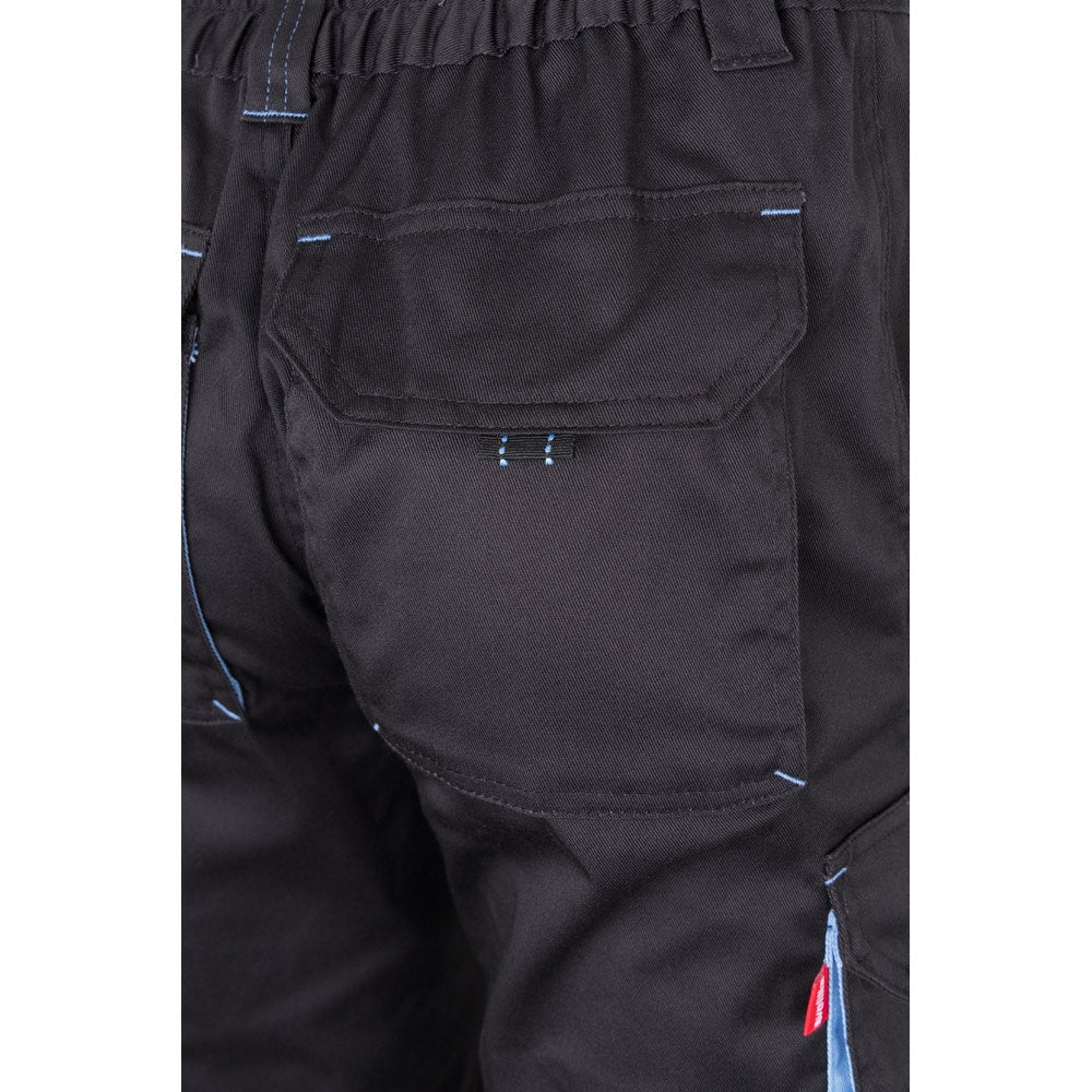 VL FIDES promotional workwear garment in grey / light blue with custom logo branding