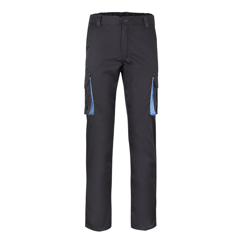VL FIDES promotional workwear garment in grey / light blue with custom logo branding