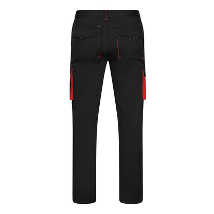 VL FIDES promotional workwear garment in black / red (detail view) with custom logo branding