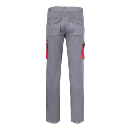 VL FIDES promotional workwear garment in grey / red (detail view) with custom logo branding