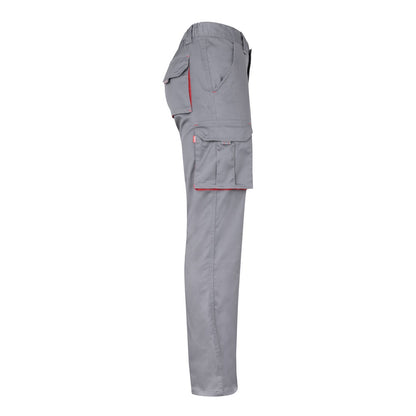 VL FIDES promotional workwear garment in grey / red (detail view) with custom logo branding