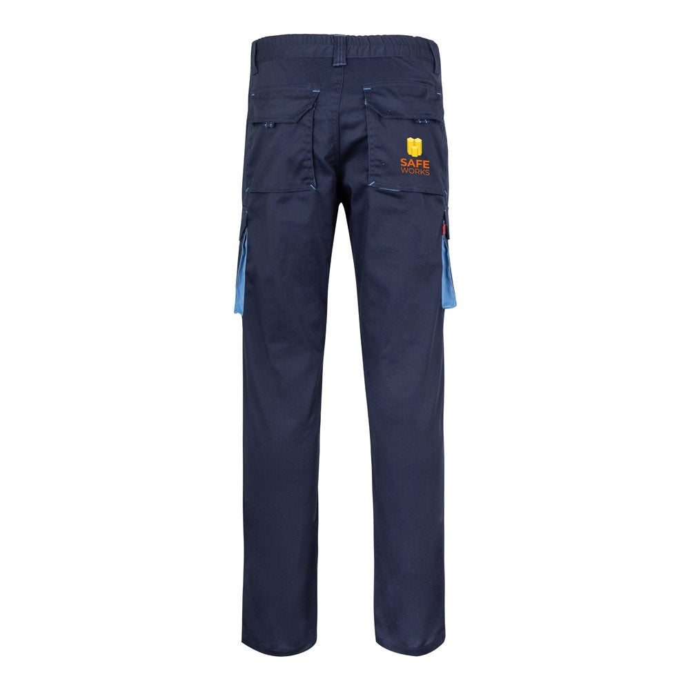 VL FIDES promotional workwear garment in navy blue / light blue with custom logo branding