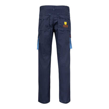 VL FIDES promotional workwear garment in navy blue / light blue with custom logo branding