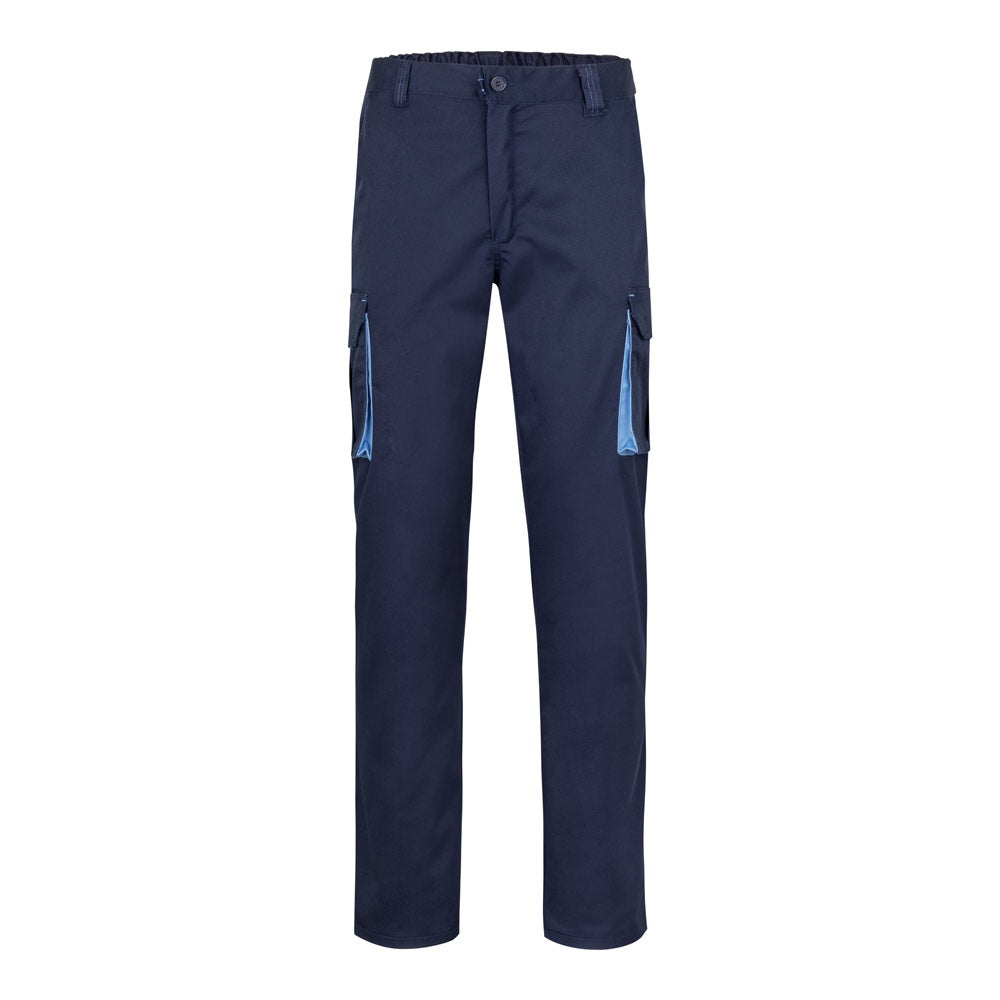 VL FIDES promotional workwear garment in navy blue / light blue with custom logo branding