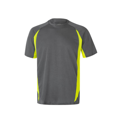 VL SLAYER promotional t-shirt in grey/yellow with custom logo branding