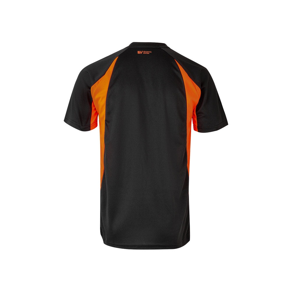 VL SLAYER promotional t-shirt in black/orange (detail view) with custom logo branding