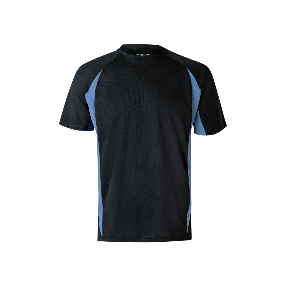 VL SLAYER promotional t-shirt in black/light blue with custom logo branding