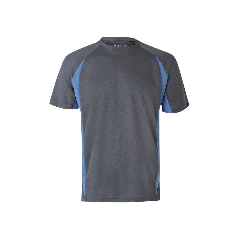 VL SLAYER promotional t-shirt in grey/light blue with custom logo branding