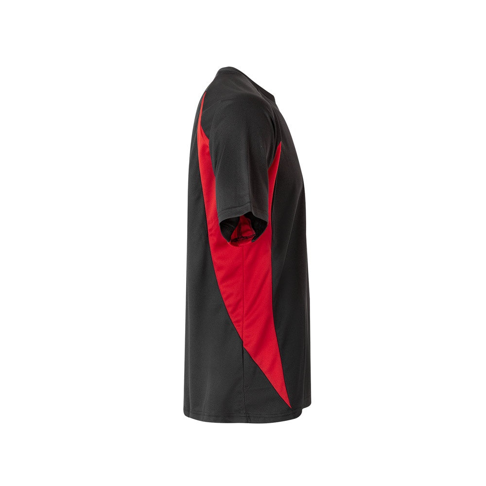 VL SLAYER promotional t-shirt in black/red (detail view) with custom logo branding