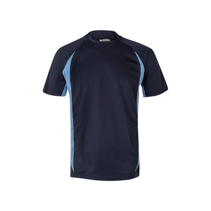 VL SLAYER promotional t-shirt in navy blue/light blue with custom logo branding