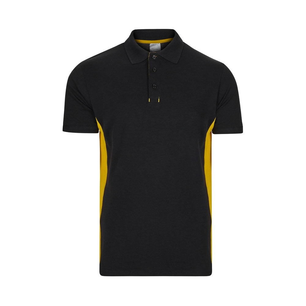 VL SUPAY promotional polo shirt in black / yellow with custom logo branding