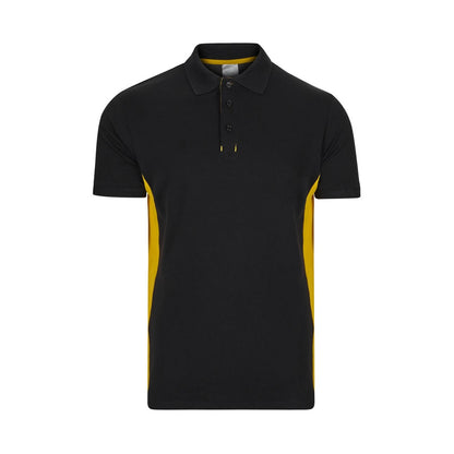 VL SUPAY promotional polo shirt in black / yellow with custom logo branding
