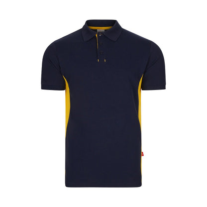 VL SUPAY promotional polo shirt in navy blue / yellow with custom logo branding