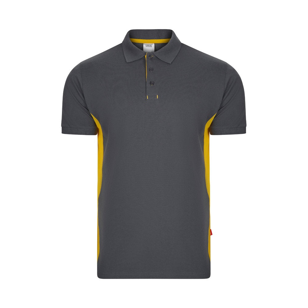 VL SUPAY promotional polo shirt in grey / yellow with custom logo branding