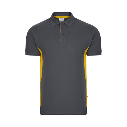 VL SUPAY promotional polo shirt in grey / yellow with custom logo branding