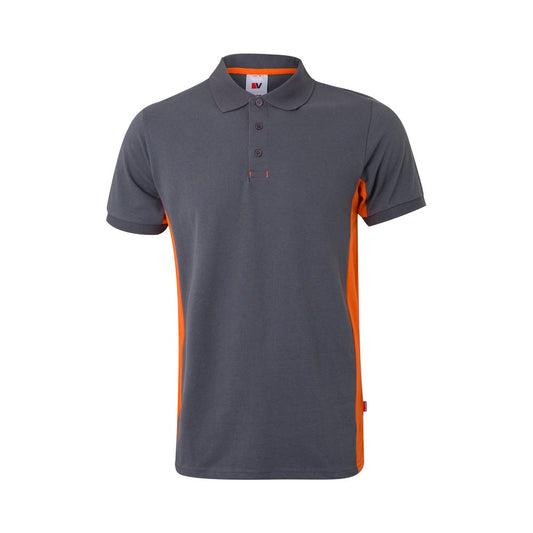 VL SUPAY promotional polo shirt in grey / orange with custom logo branding