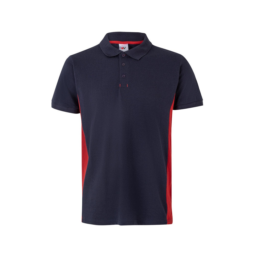 VL SUPAY promotional polo shirt in navy blue / red with custom logo branding