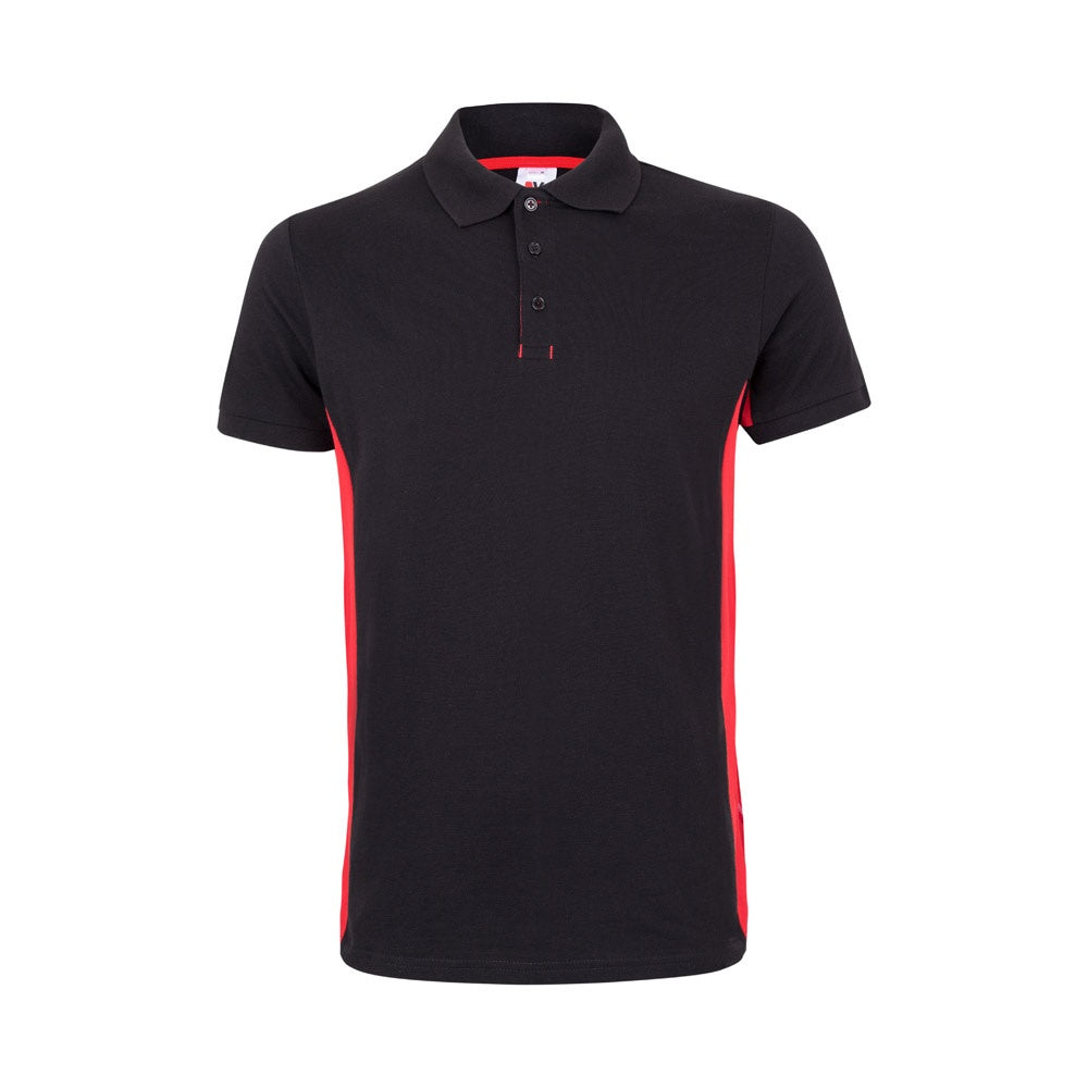 VL SUPAY promotional polo shirt in black / red with custom logo branding